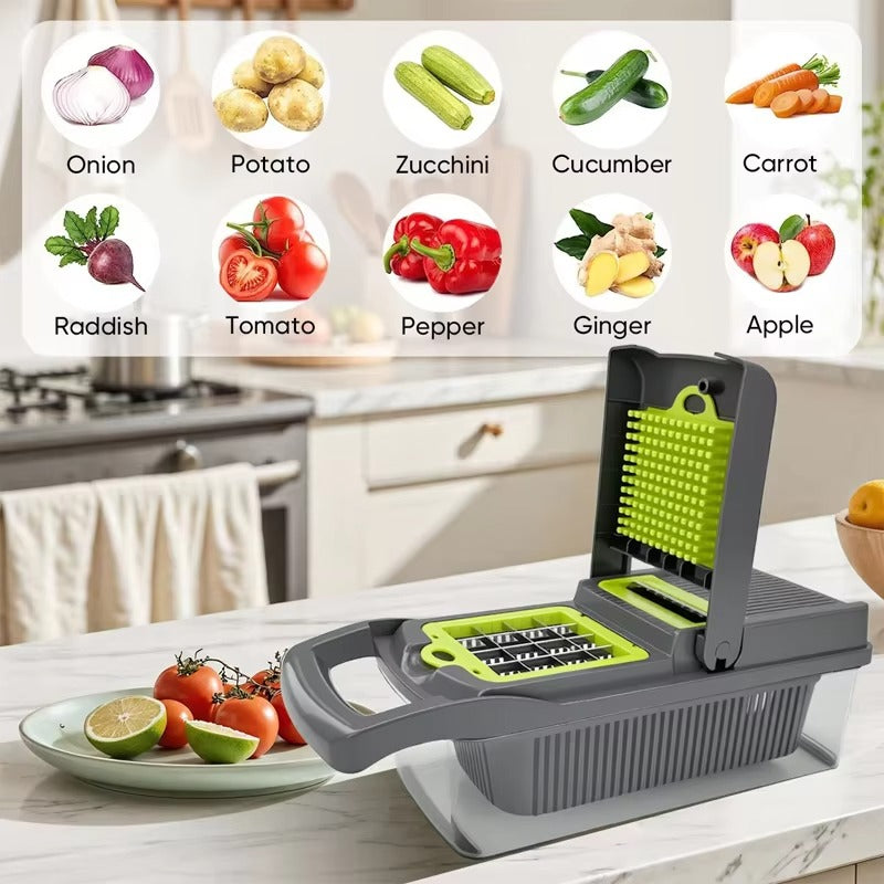 Multi-Function 16-in-1 Vegetable & Fruit Chopper, Slicer and Dicer - Kitchen Handy Tool